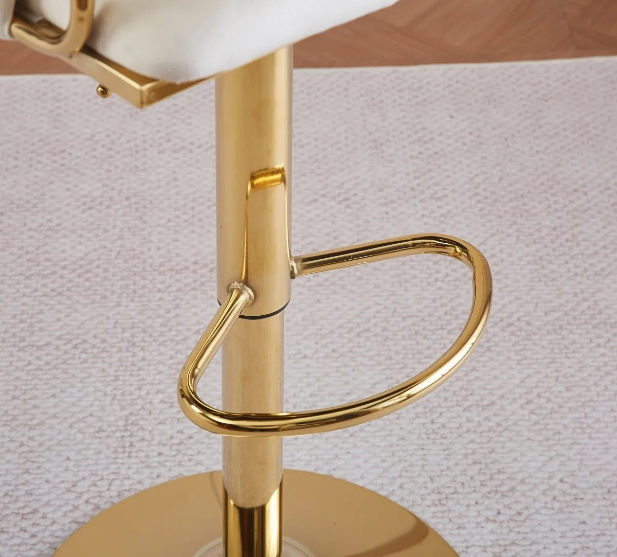 2x Height Adjustable Pink Swivel Bar Stool Velvet Golden Round Base Barstools Chairs