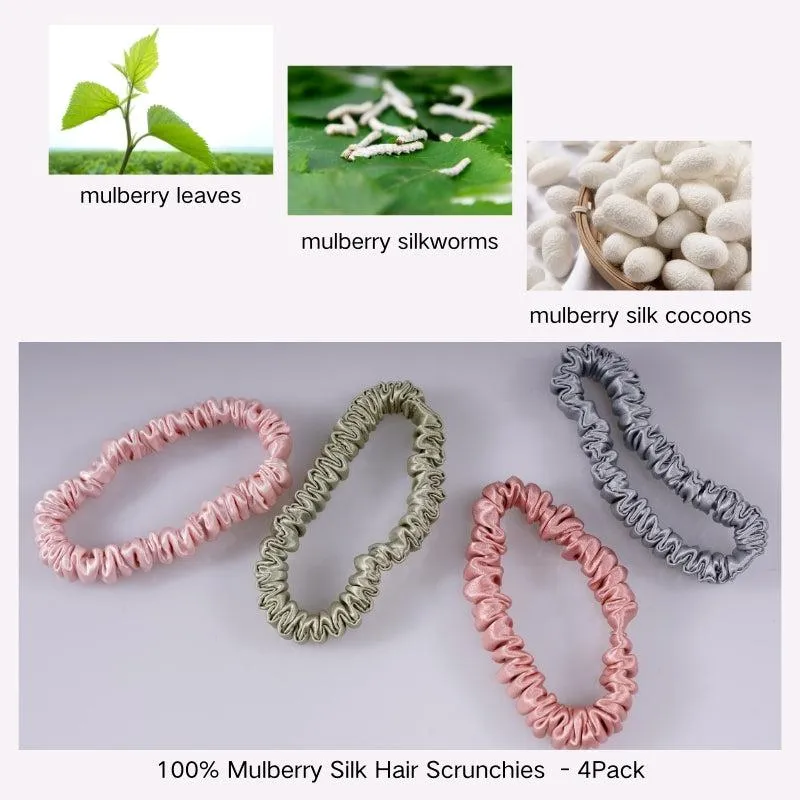 4 Pack Skinny Silk Scrunchies - Moderate - dropshipping