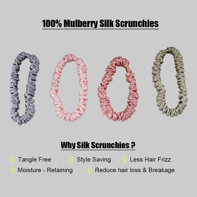 4 Pack Skinny Silk Scrunchies - Moderate - dropshipping