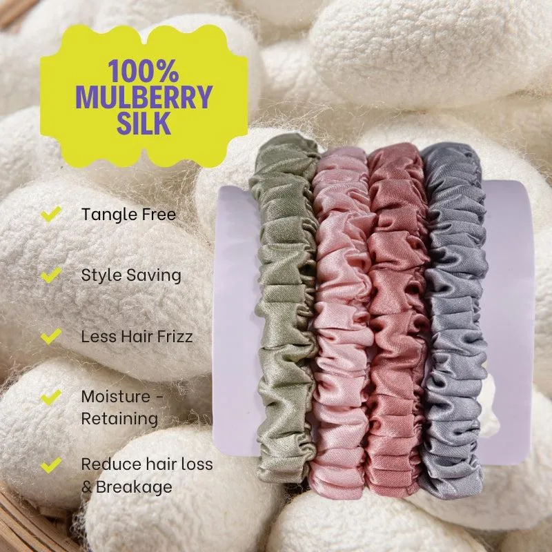 4 Pack Skinny Silk Scrunchies - Moderate - dropshipping