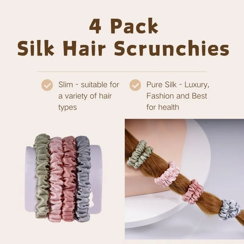 4 Pack Skinny Silk Scrunchies - Moderate - dropshipping