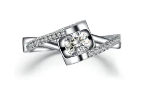 Angel's Heart White Gold Plated CZ Crystal Wedding Ring(6,7,8)