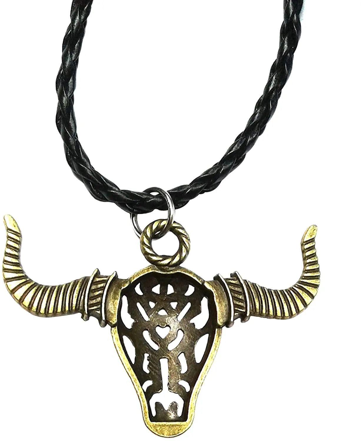 Animal Bull Cattle Skull Pendant Necklace For Women PU Leather Chain Hot Sale Necklace For Men Jewelry