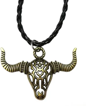Animal Bull Cattle Skull Pendant Necklace For Women PU Leather Chain Hot Sale Necklace For Men Jewelry