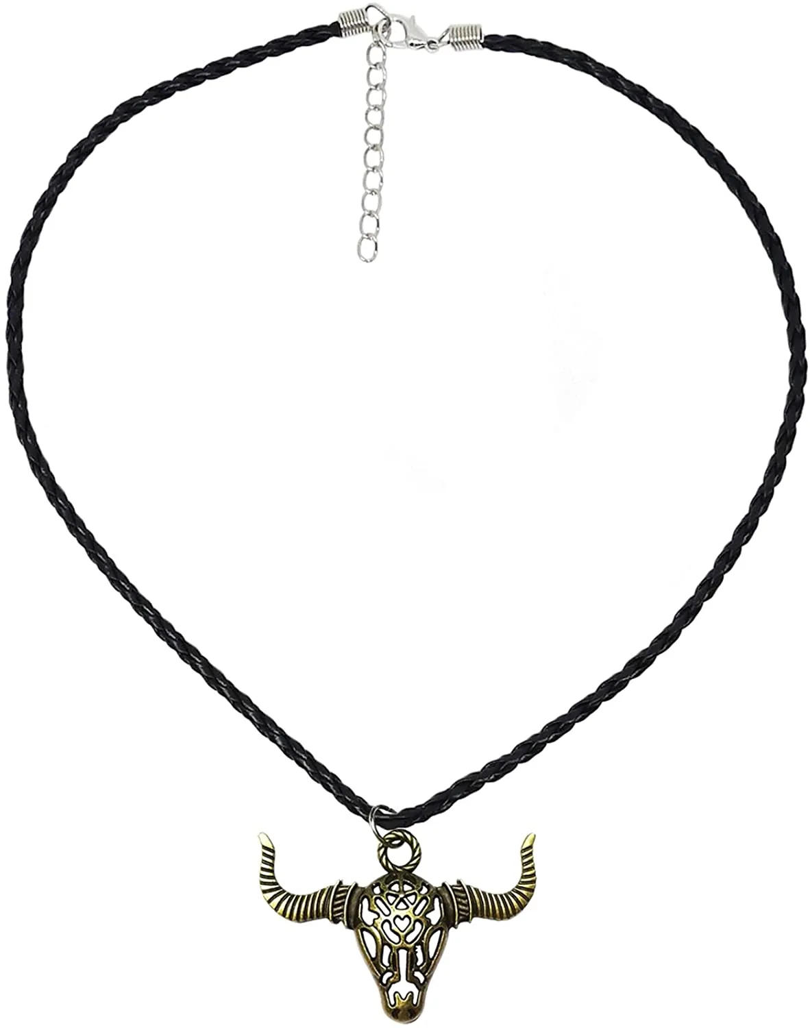 Animal Bull Cattle Skull Pendant Necklace For Women PU Leather Chain Hot Sale Necklace For Men Jewelry