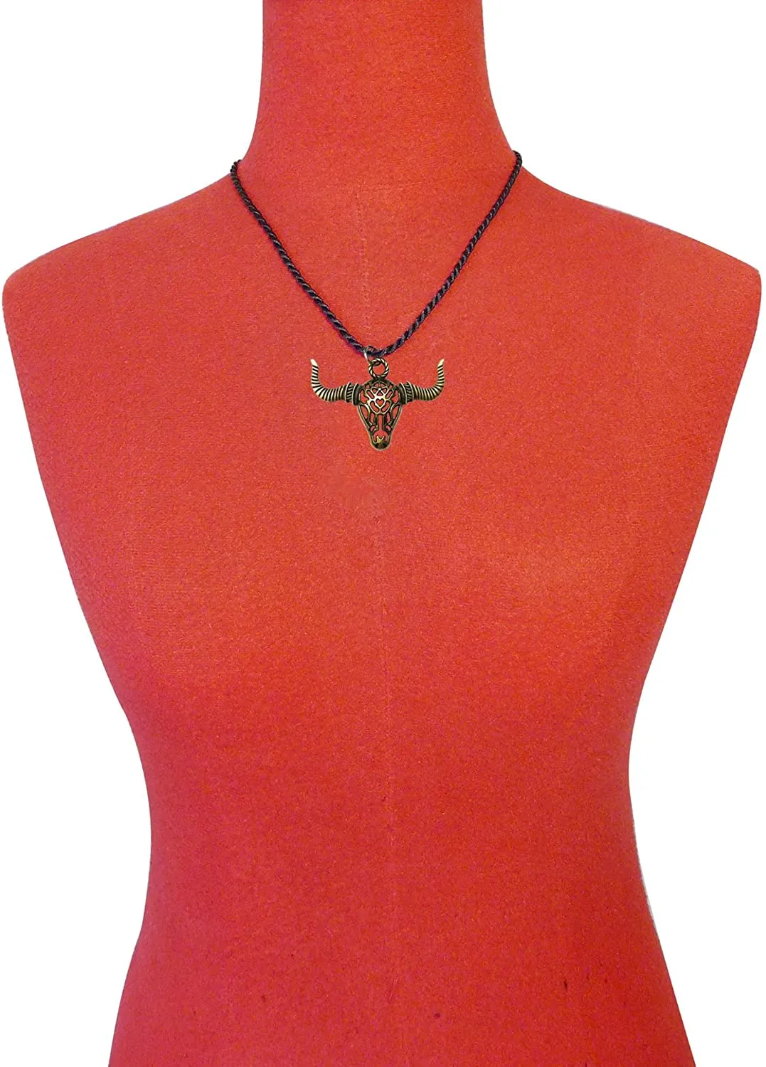 Animal Bull Cattle Skull Pendant Necklace For Women PU Leather Chain Hot Sale Necklace For Men Jewelry