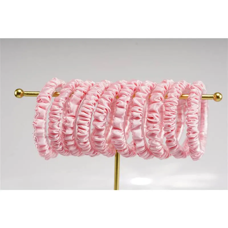 Baby pink silk scrunchies mini