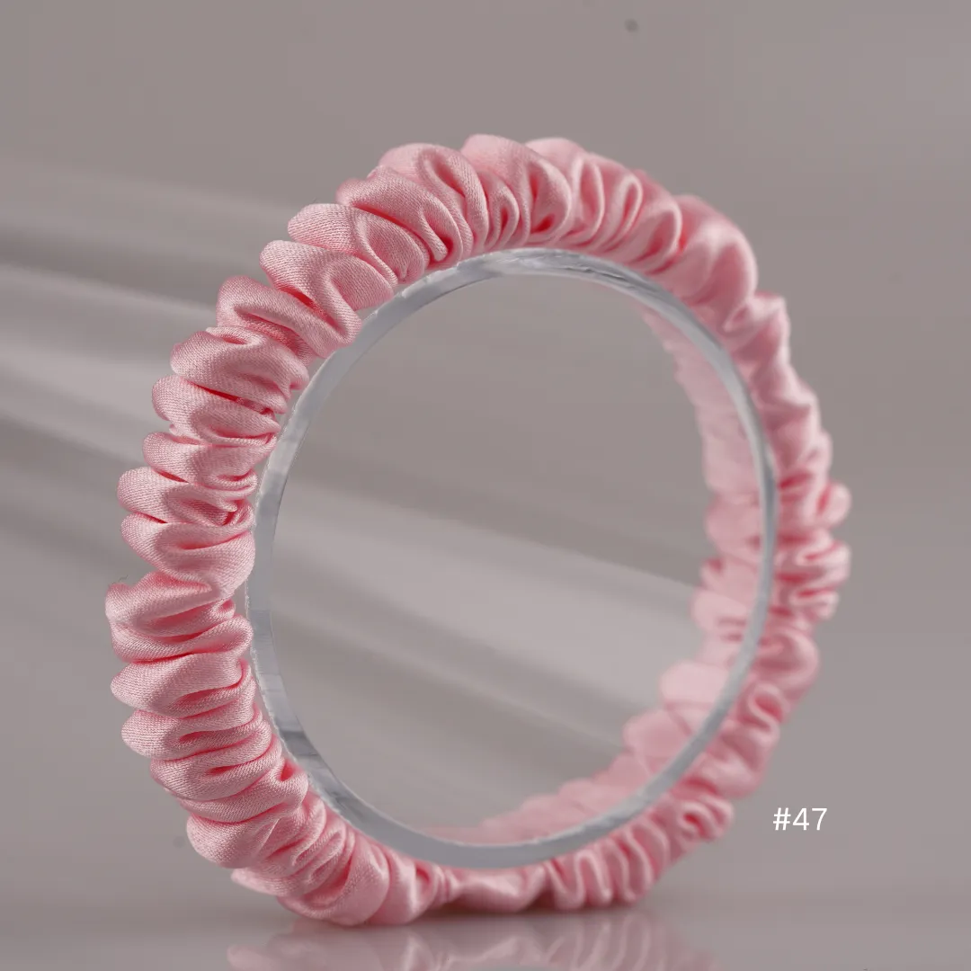Baby pink silk scrunchies mini