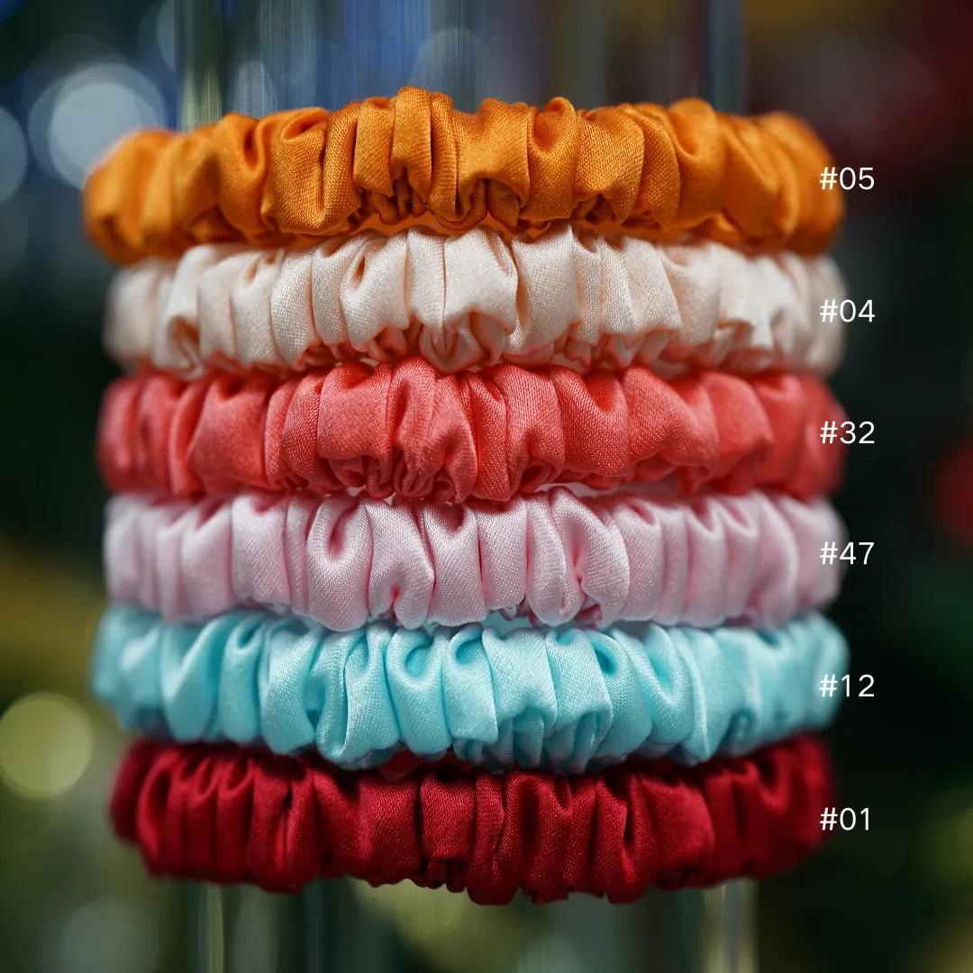Baby pink silk scrunchies mini
