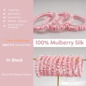 Baby pink silk scrunchies mini