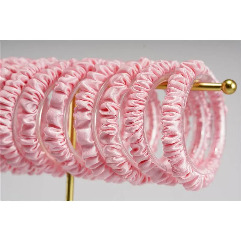 Baby pink silk scrunchies mini