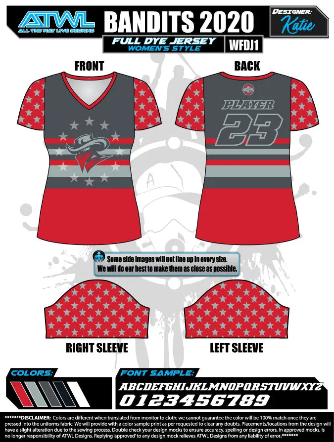 Bandits 9U 2020 Women's Full Dye Jersey