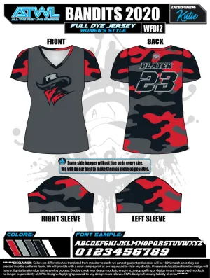 Bandits 9U 2020 Women's Full Dye Jersey