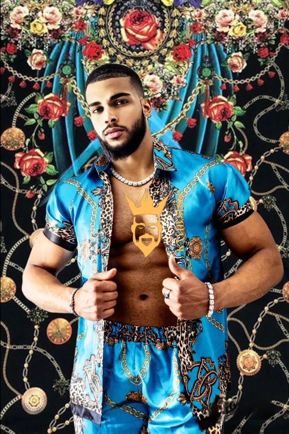 Barocco Print Set - The Ultimate Summer Silk Outfit for Men - Tailored Fit and Personalized Measurements Included