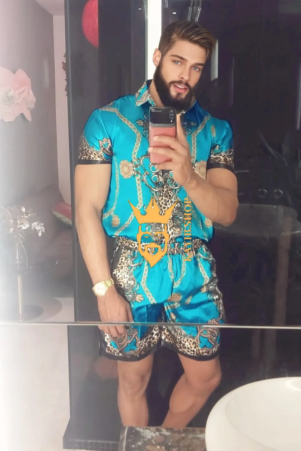 Barocco Print Set - The Ultimate Summer Silk Outfit for Men - Tailored Fit and Personalized Measurements Included