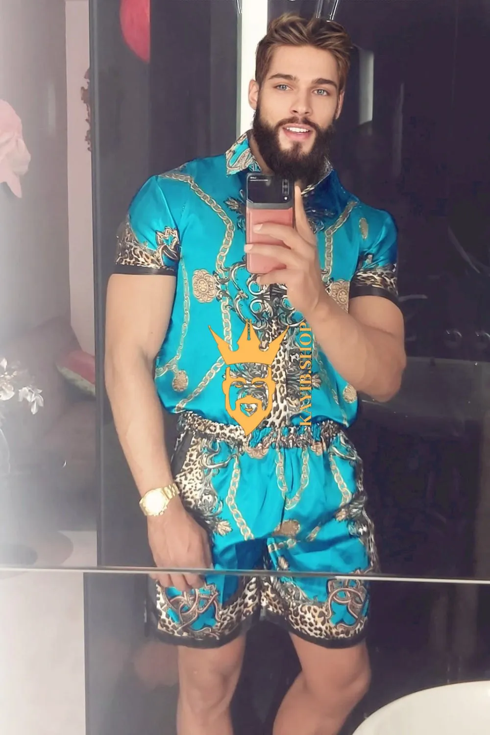 Barocco Print Set - The Ultimate Summer Silk Outfit for Men - Tailored Fit and Personalized Measurements Included