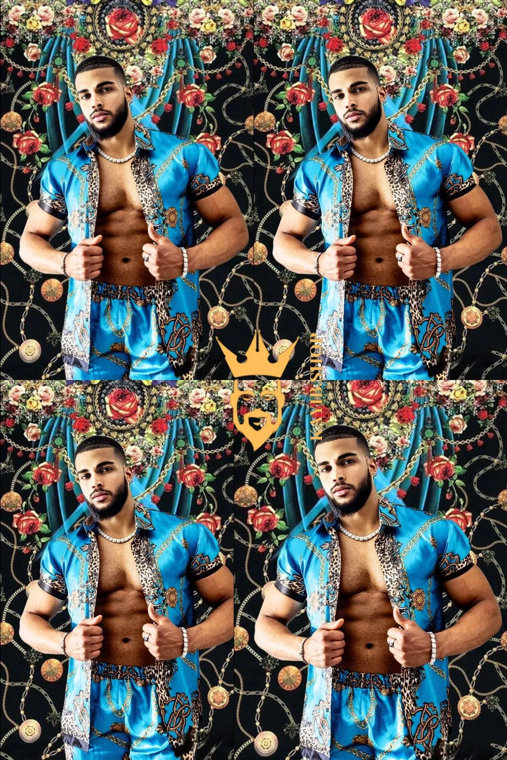 Barocco Print Set - The Ultimate Summer Silk Outfit for Men - Tailored Fit and Personalized Measurements Included