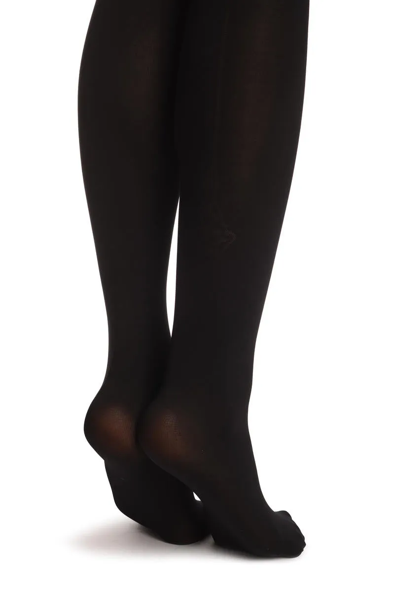 Black Faux Seamed Elegant Lace Stocking With Suspenders 40 Den