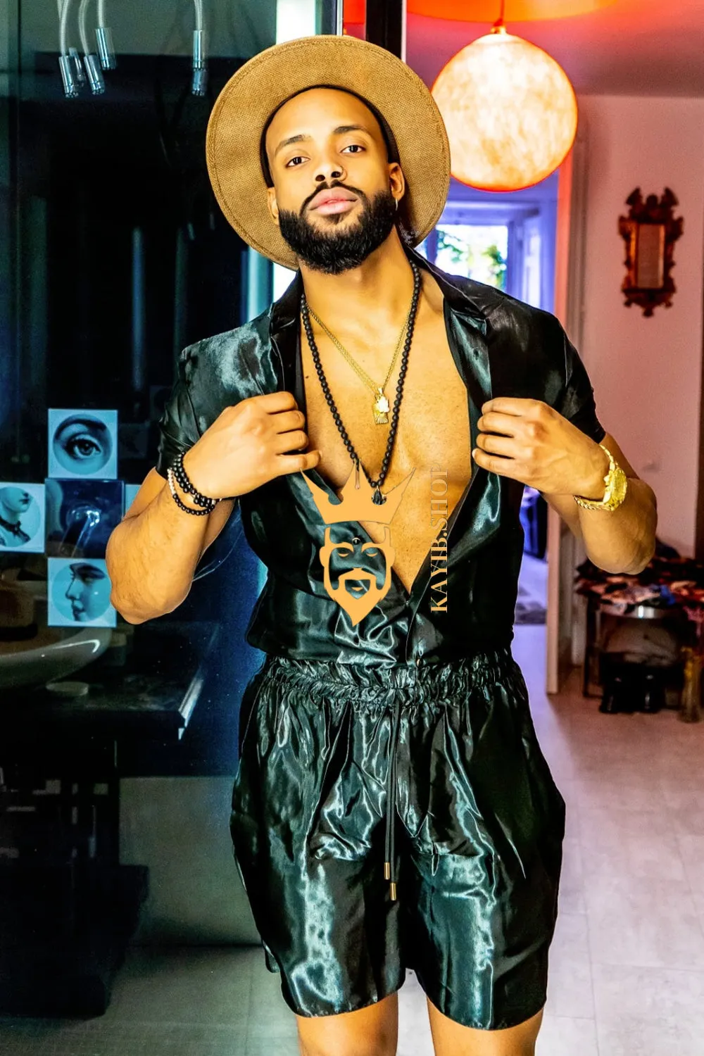 Black Men's Satin Silk Set - Elevate Your Style with Comfort and Elegance