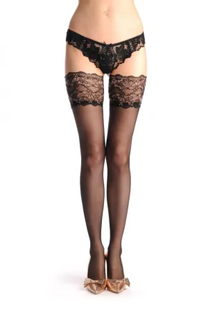 Black Transparent With Wide Purple Flowers Silicon Lace Garter