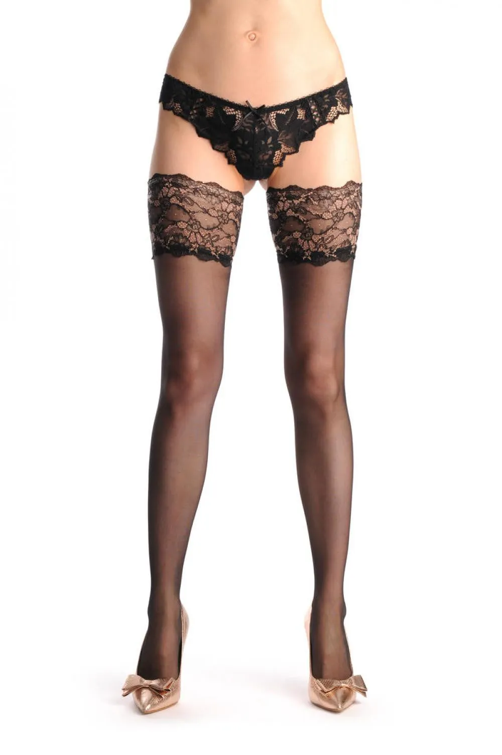 Black Transparent With Wide Purple Flowers Silicon Lace Garter