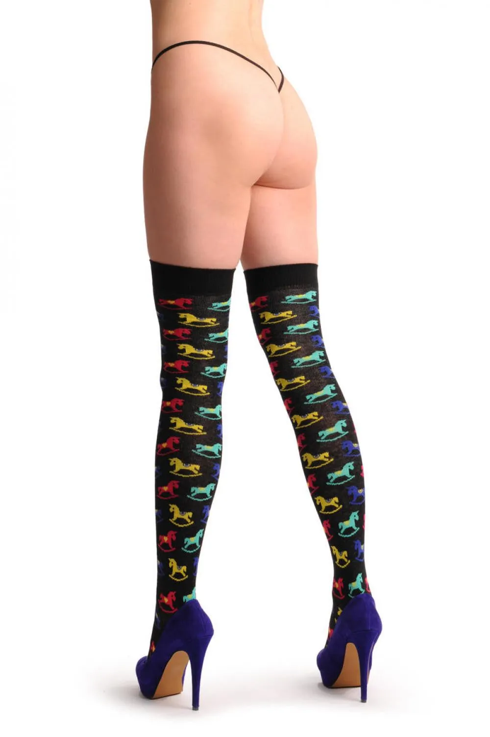 Black With Red Blue Yellow & Green Ponies