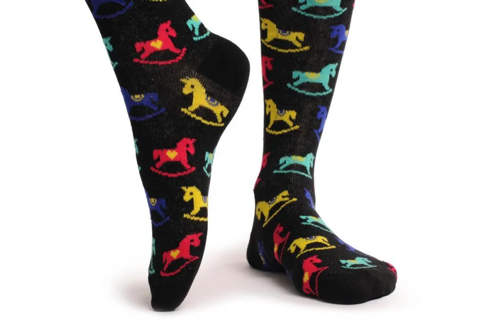 Black With Red Blue Yellow & Green Ponies