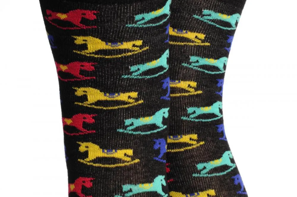 Black With Red Blue Yellow & Green Ponies