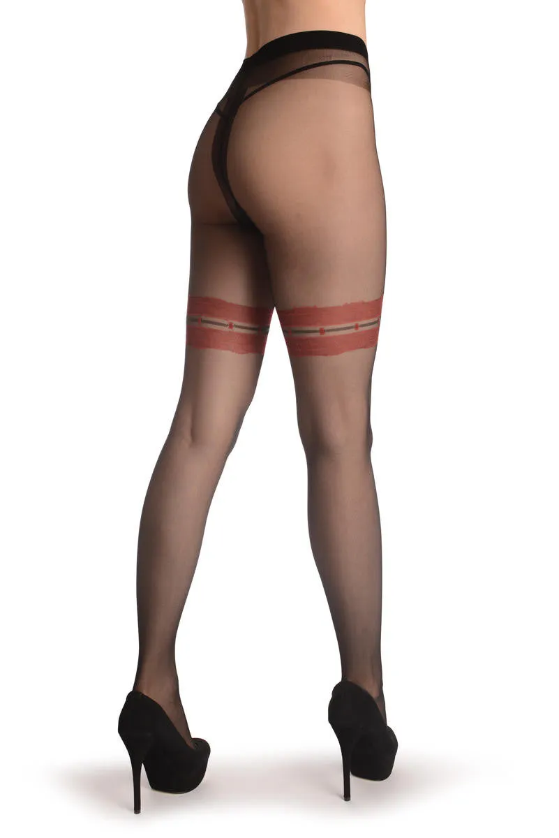 Black With Red Lace Garter 20 Den