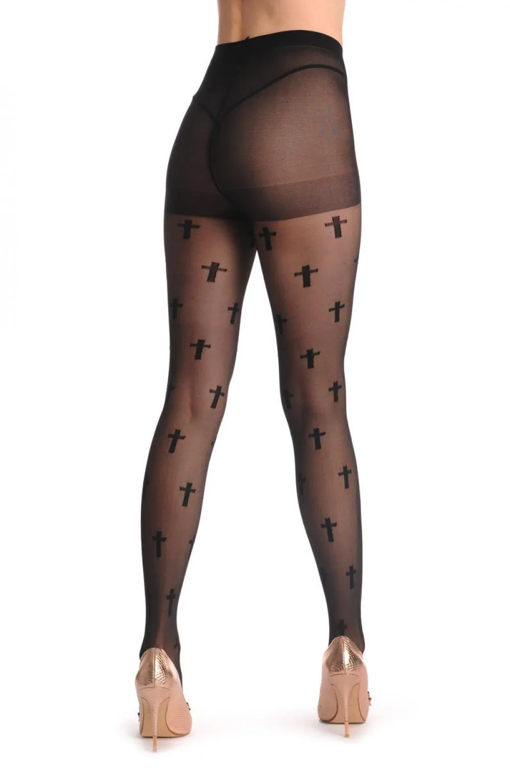 Black With Woven Sheer Crosses