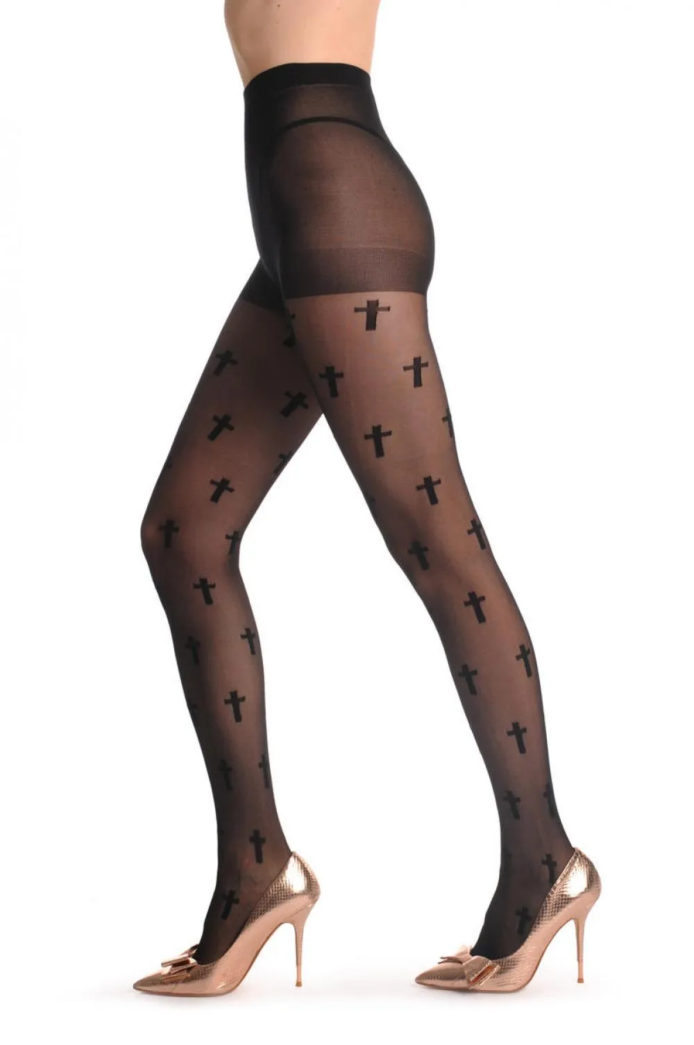 Black With Woven Sheer Crosses