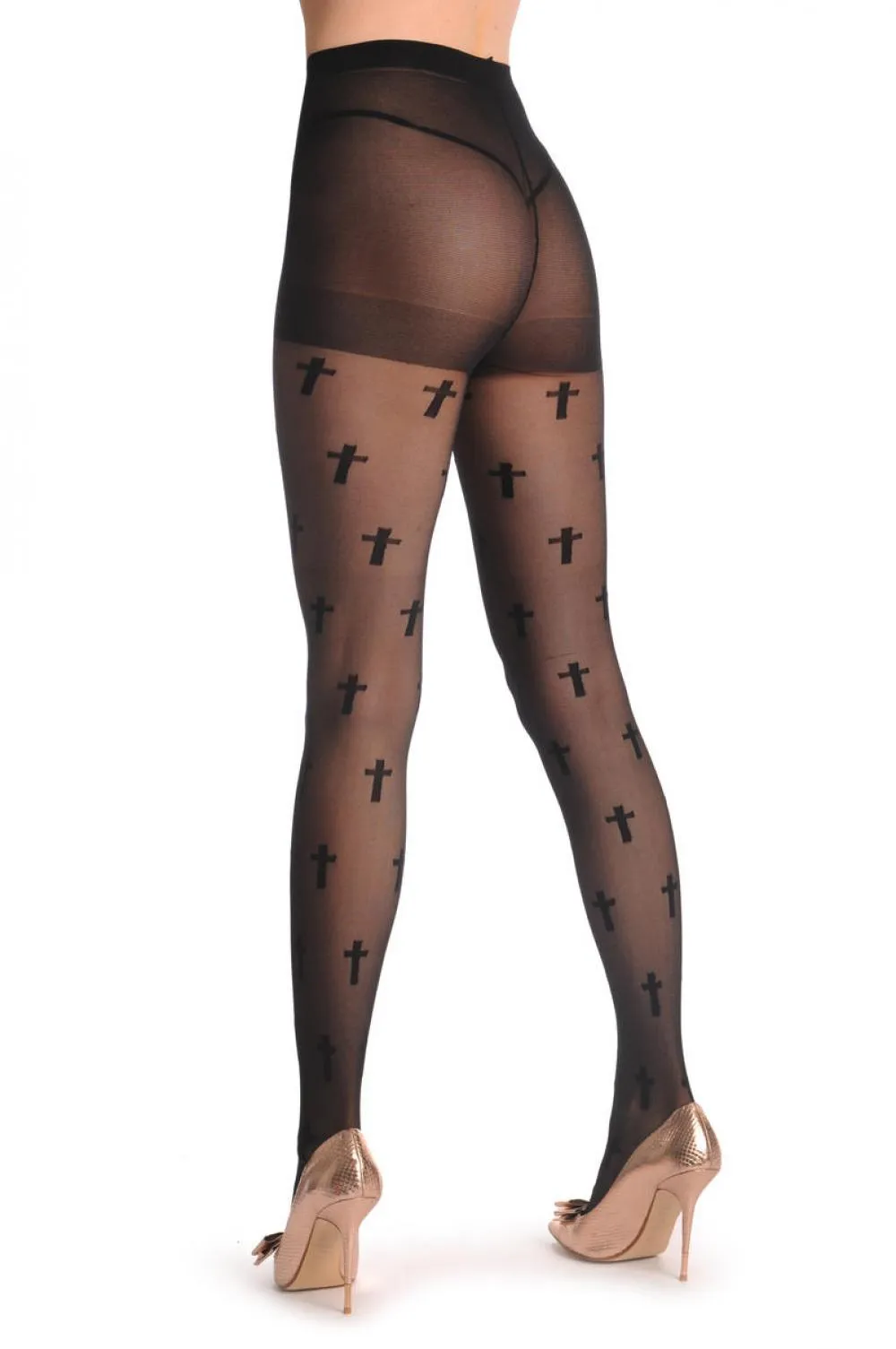 Black With Woven Sheer Crosses