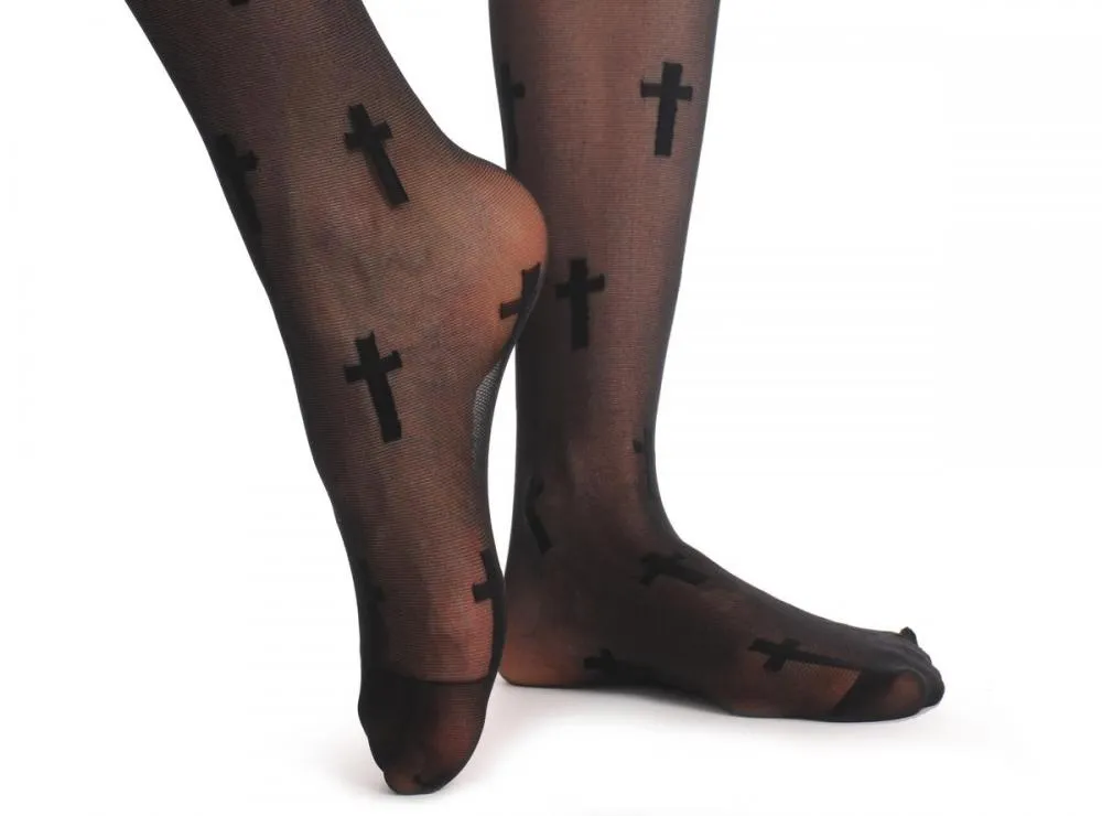 Black With Woven Sheer Crosses