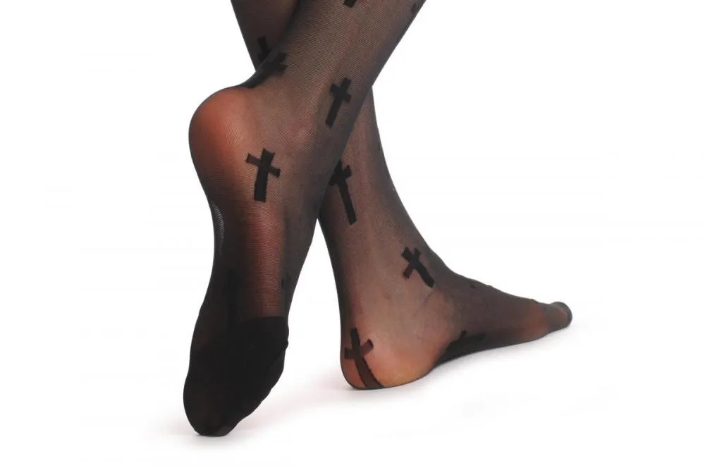 Black With Woven Sheer Crosses