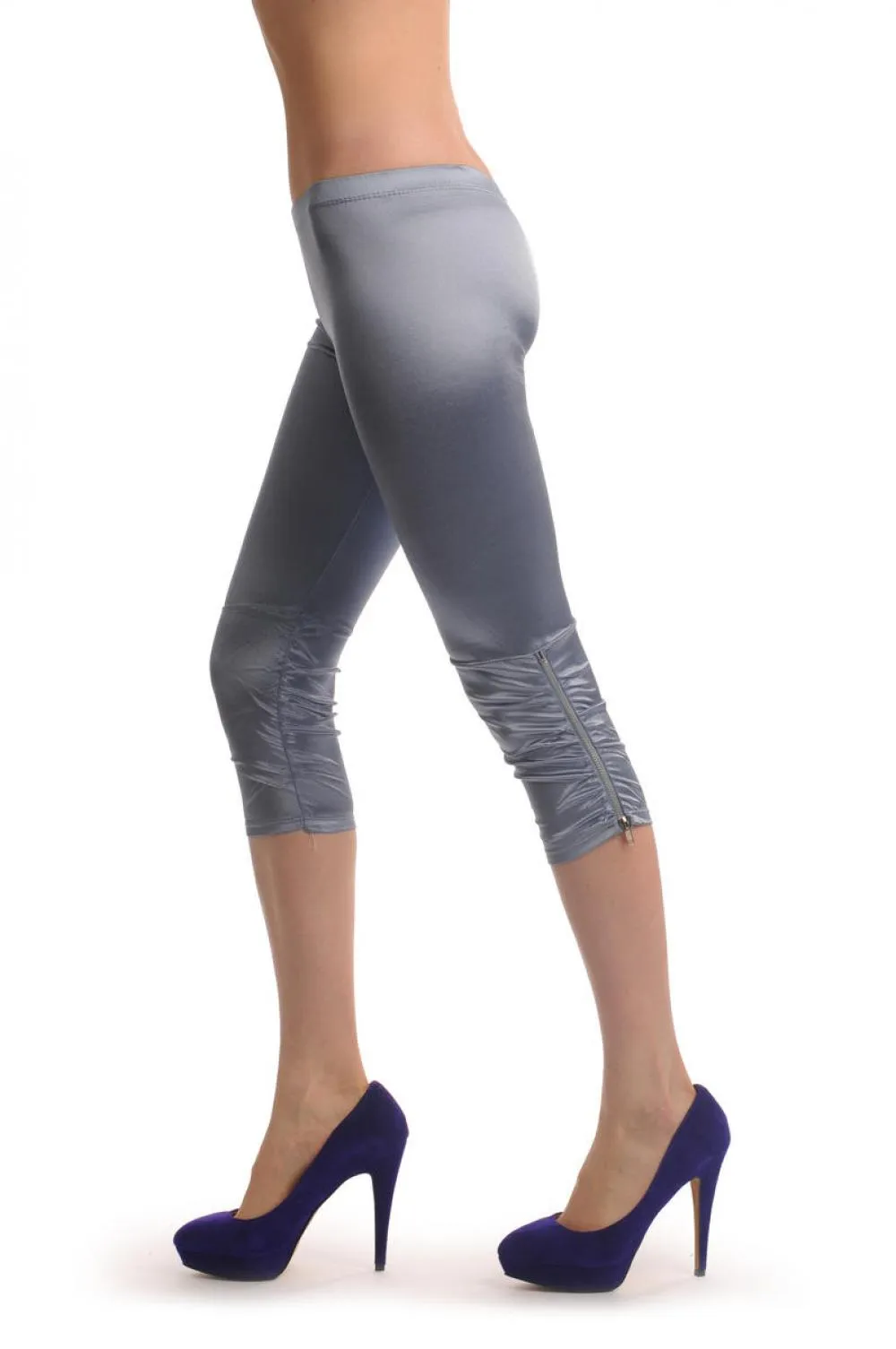 Blue Silky Soft Satin With Side Zip