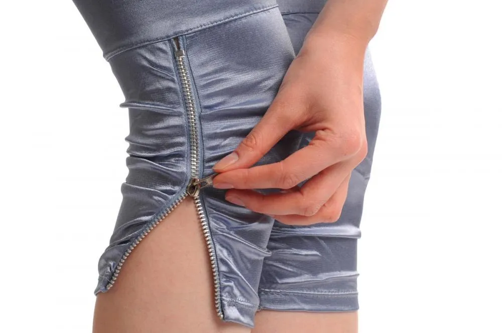 Blue Silky Soft Satin With Side Zip