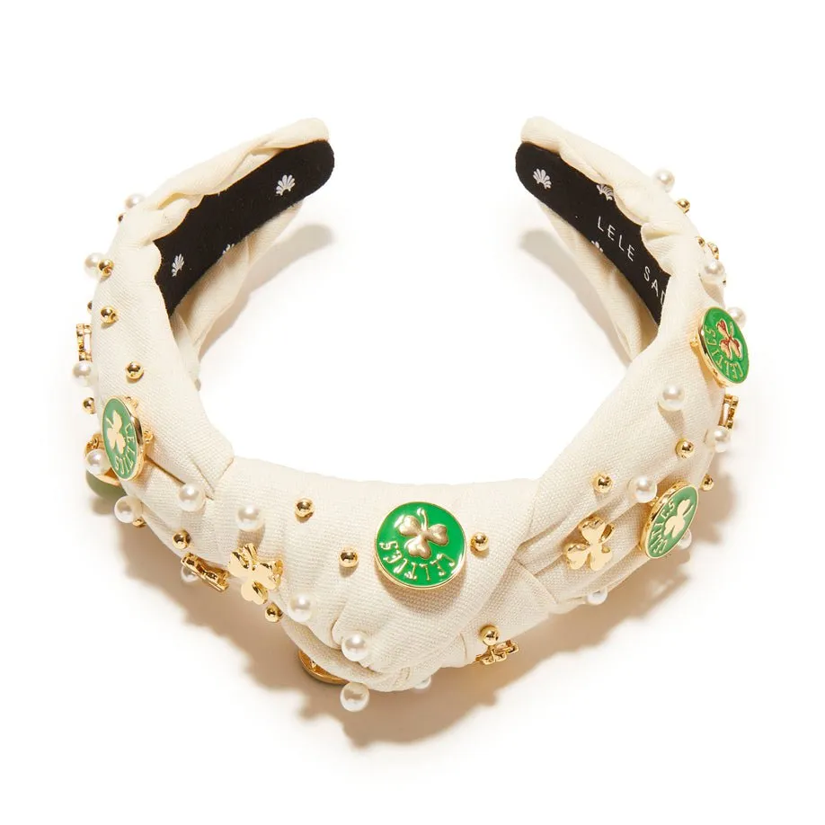 BOSTON CELTICS LELE SADOUGHI / NBA IVORY EMBELLISHED KNOTTED HEADBAND
