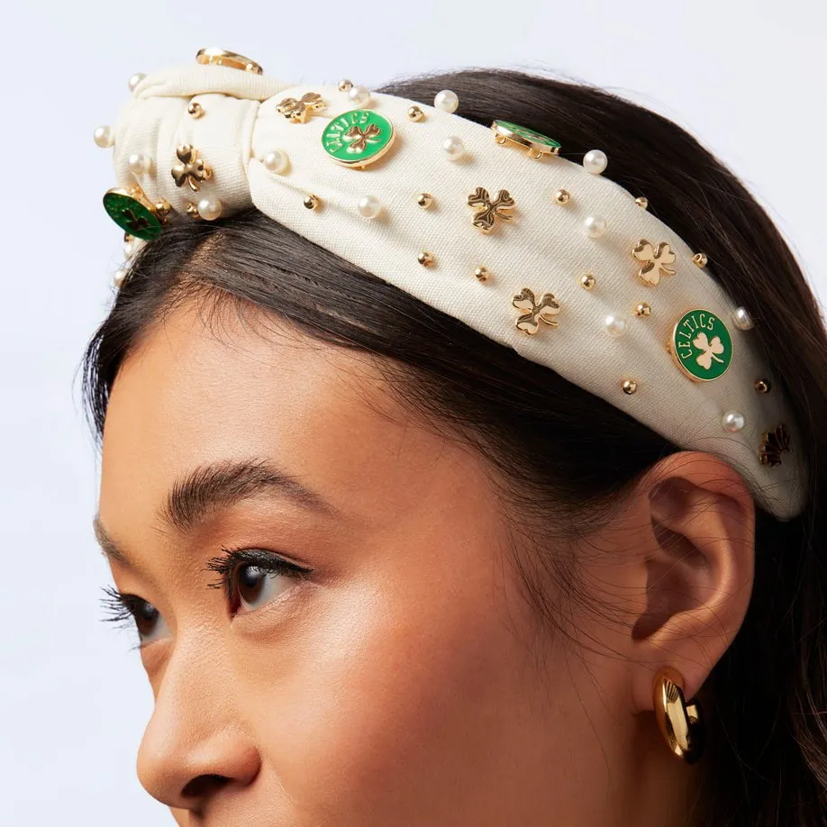 BOSTON CELTICS LELE SADOUGHI / NBA IVORY EMBELLISHED KNOTTED HEADBAND