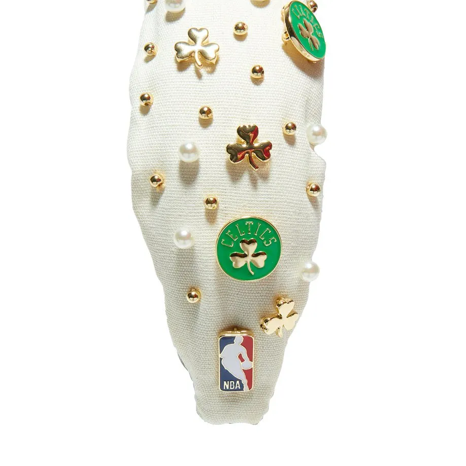 BOSTON CELTICS LELE SADOUGHI / NBA IVORY EMBELLISHED KNOTTED HEADBAND