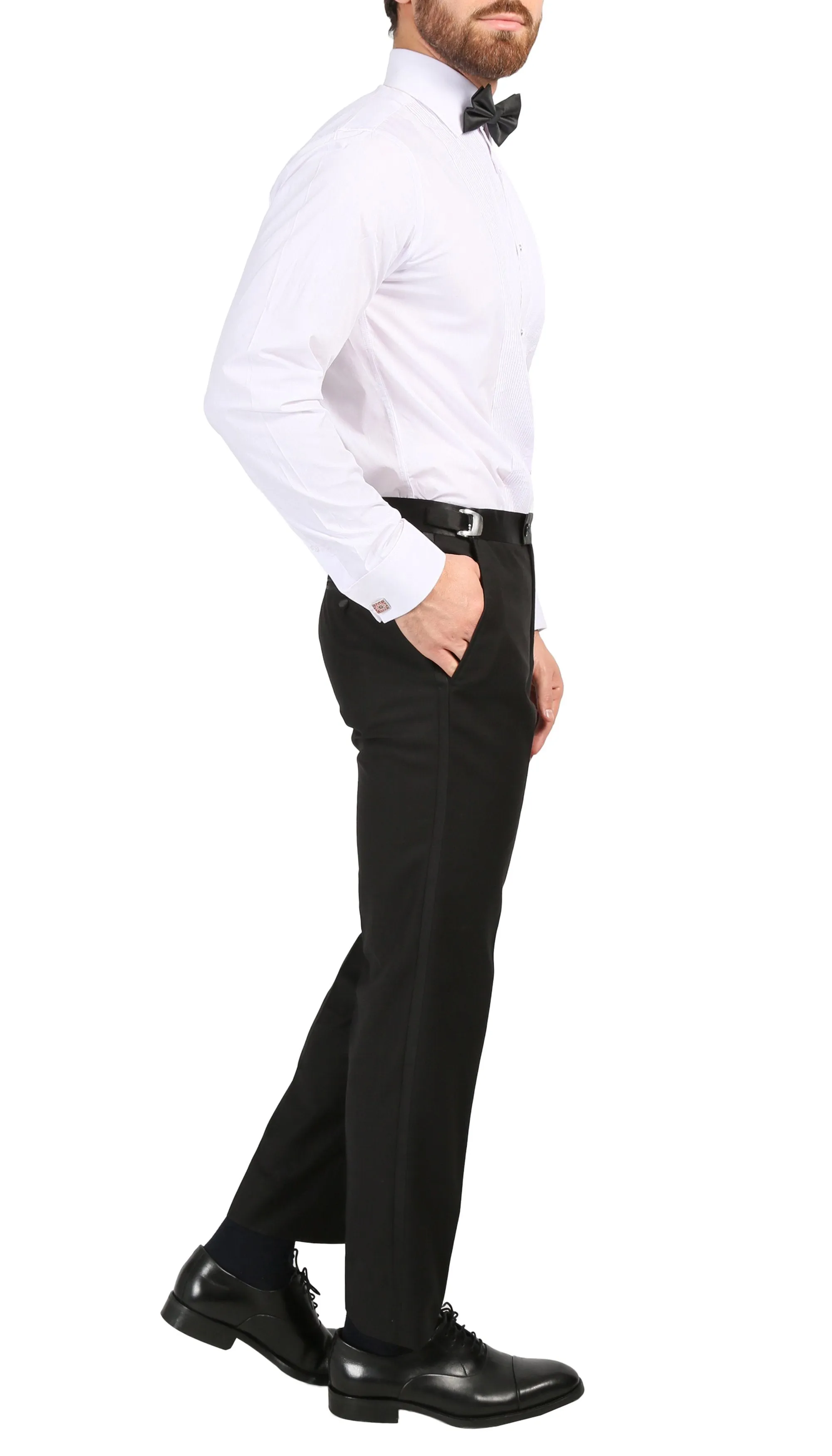 Bronson Black Slim Fit Notch Collar Lapel 2 Piece Tuxedo Suit Set - Tux Blazer Jacket and Pants