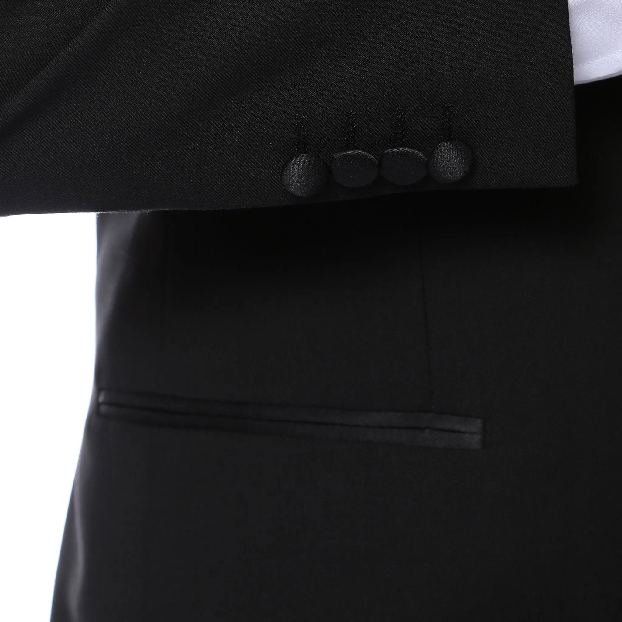 Bronson Black Slim Fit Notch Collar Lapel 2 Piece Tuxedo Suit Set - Tux Blazer Jacket and Pants