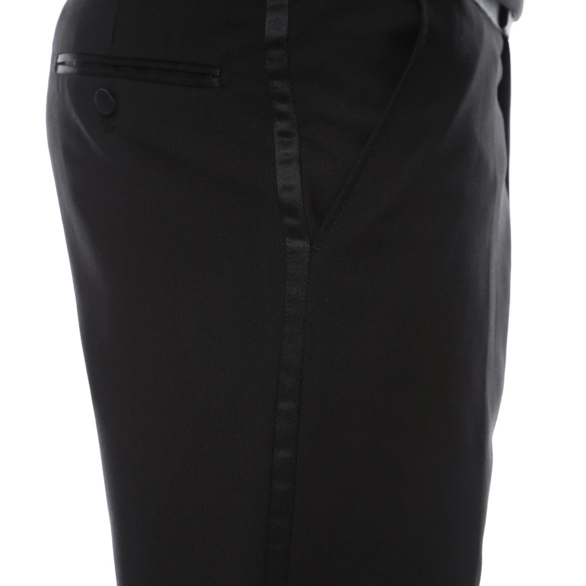 Bronson Black Slim Fit Notch Collar Lapel 2 Piece Tuxedo Suit Set - Tux Blazer Jacket and Pants