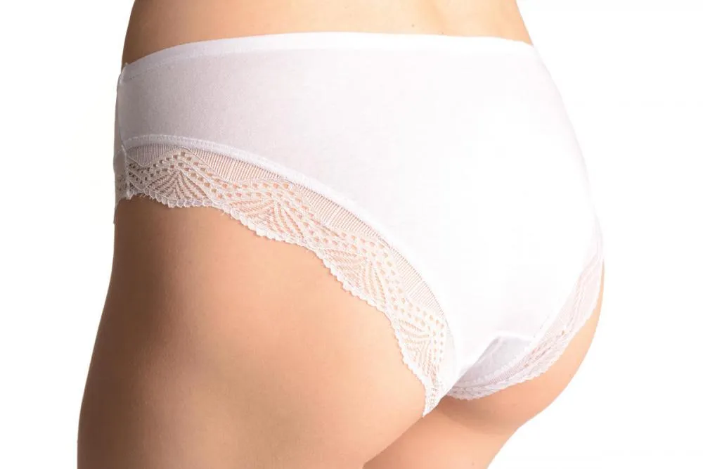 Cotton With Lace Trim, White & Blue Crystals White Brazilian
