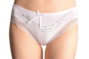 Cotton With Lace Trim, White & Blue Crystals White Brazilian