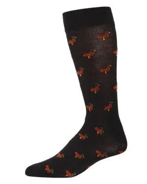 Ducks In A Row (Black) Men's Cashmere Blend Crew Socks