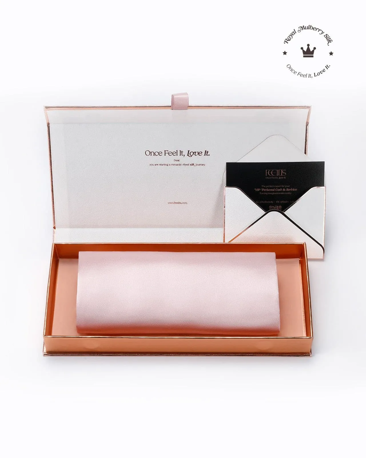 FEELITS 100% Royal Mulberry Silk.  Natural Beauty Sleep Pillowcase- 22-momme Padma Pink