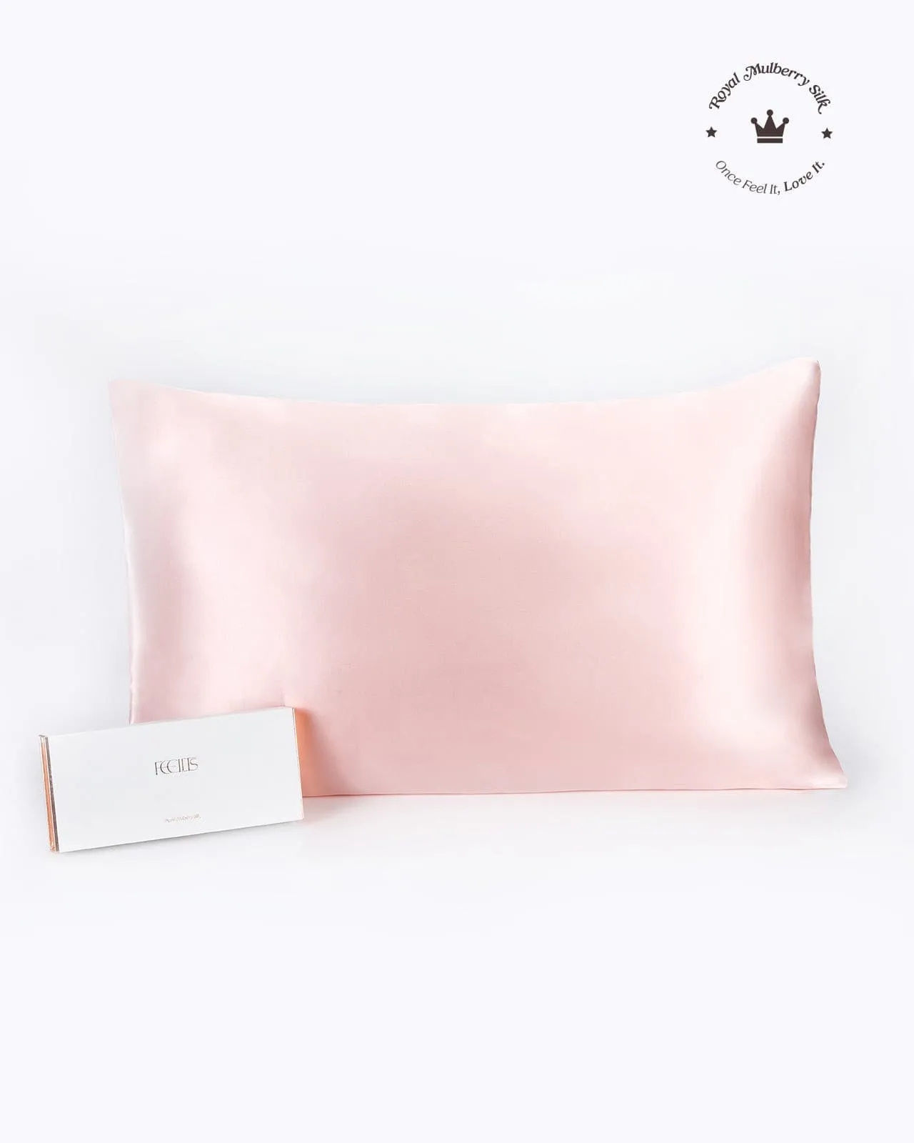 FEELITS 100% Royal Mulberry Silk.  Natural Beauty Sleep Pillowcase- 22-momme Padma Pink