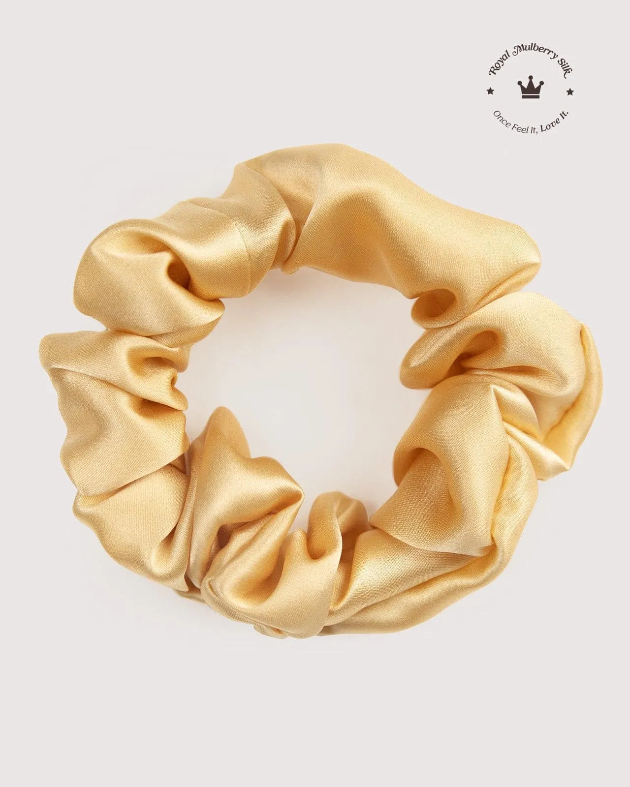 FEELITS 100% Royal Mulberry Silk. Natural Care Silk Hair Scrunchies- Champagne Gold