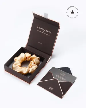 FEELITS 100% Royal Mulberry Silk. Natural Care Silk Hair Scrunchies- Champagne Gold