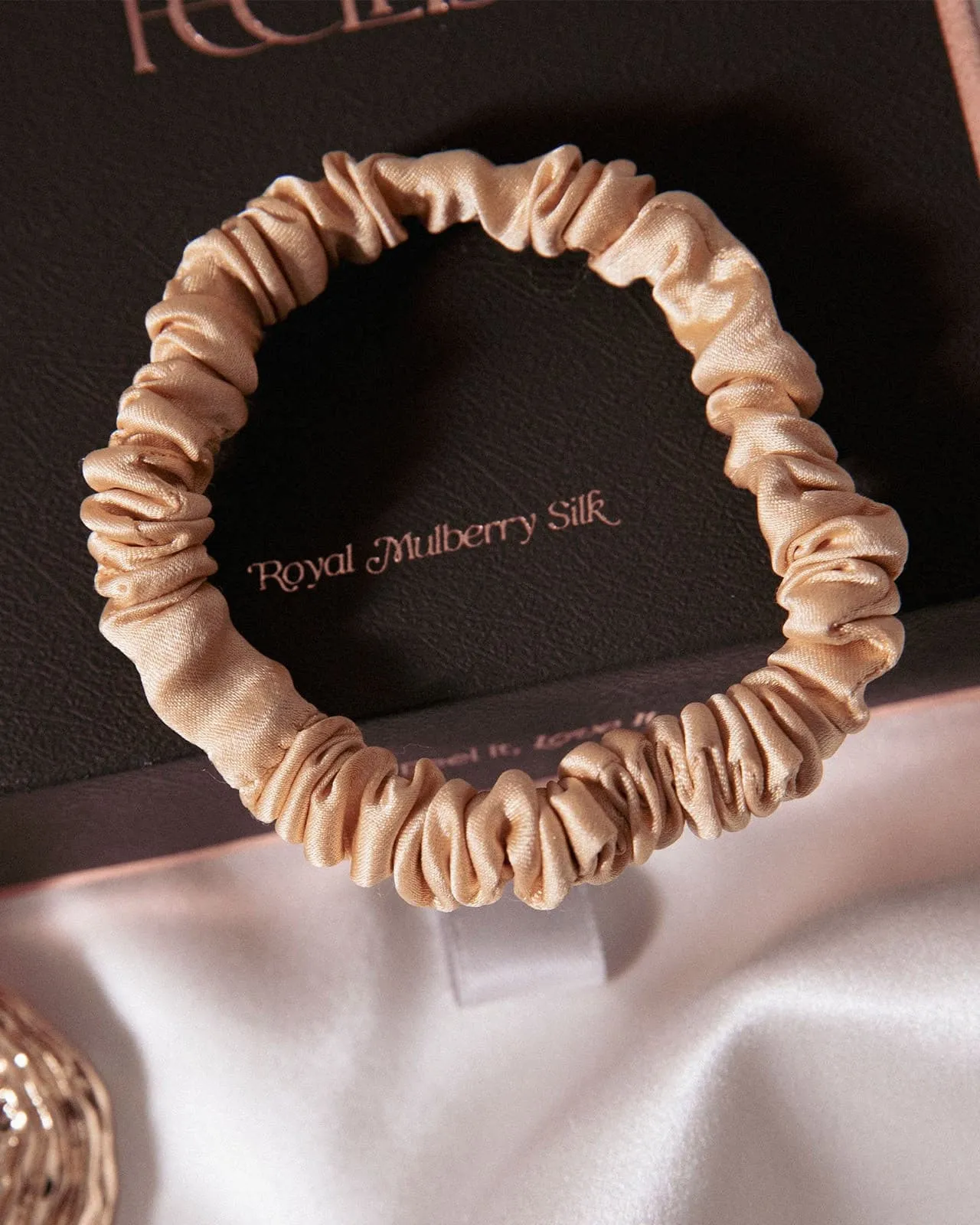 FEELITS 100% Royal Mulberry Silk. Natural Care Skinny Hair Scrunchies- Trio Set
